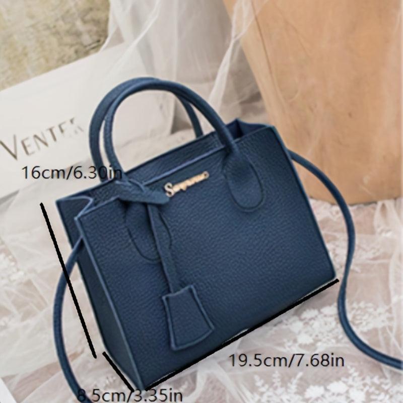 Litchi Pattern Handbags Crossbody Bag Top Handle Square Purse