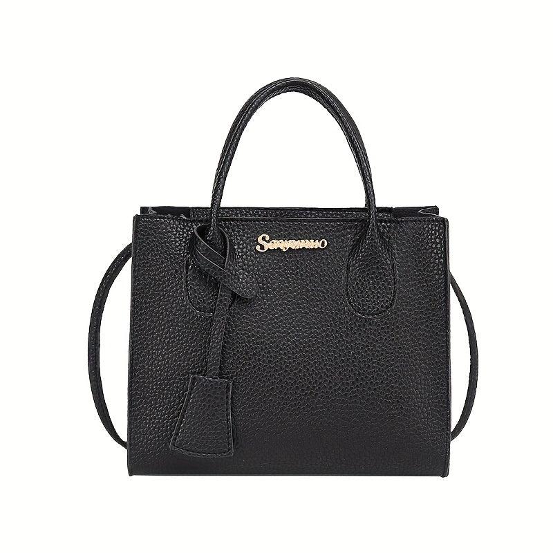 Litchi Pattern Handbags Crossbody Bag Top Handle Square Purse