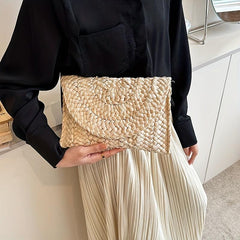 Straw Woven Beach Bag Boho Style Clutch Purse Summer Vacation Handbags For Women
