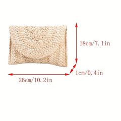 Straw Woven Beach Bag Boho Style Clutch Purse Summer Vacation Handbags For Women