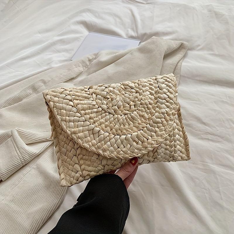 Straw Woven Beach Bag Boho Style Clutch Purse Summer Vacation Handbags For Women