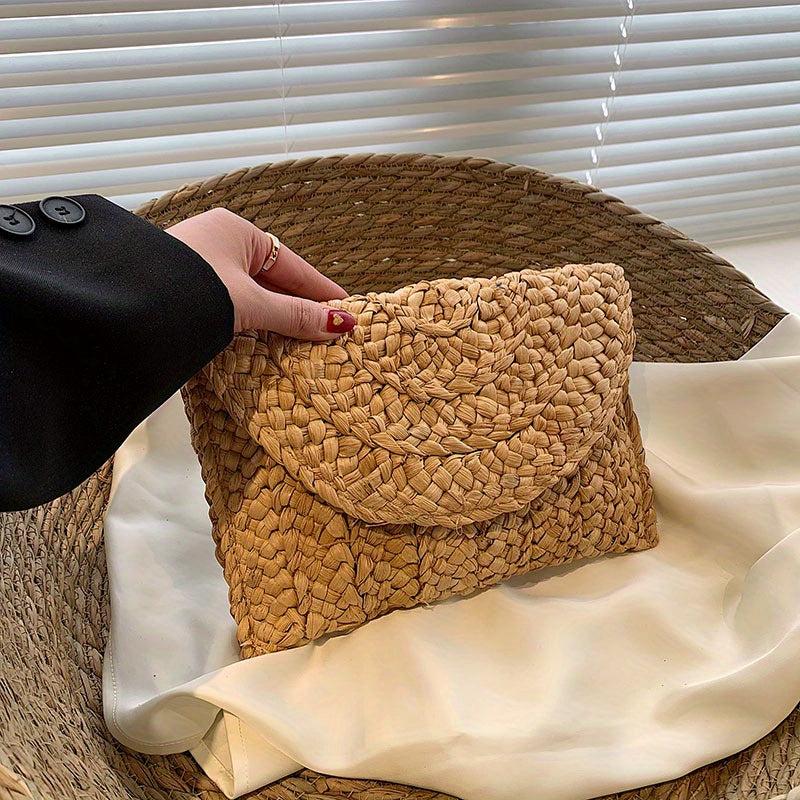 Straw Woven Beach Bag Boho Style Clutch Purse Summer Vacation Handbags For Women