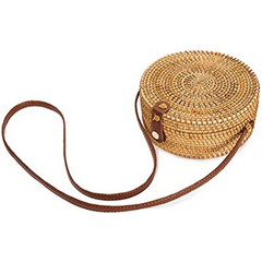 Small Round Straw Bag Casual Crossbody Bag Straw Shoulder Bag
