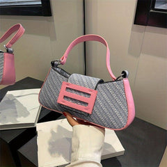 Textured PU Leather Crossbody Bag Classic Versatile Baguette Bag
