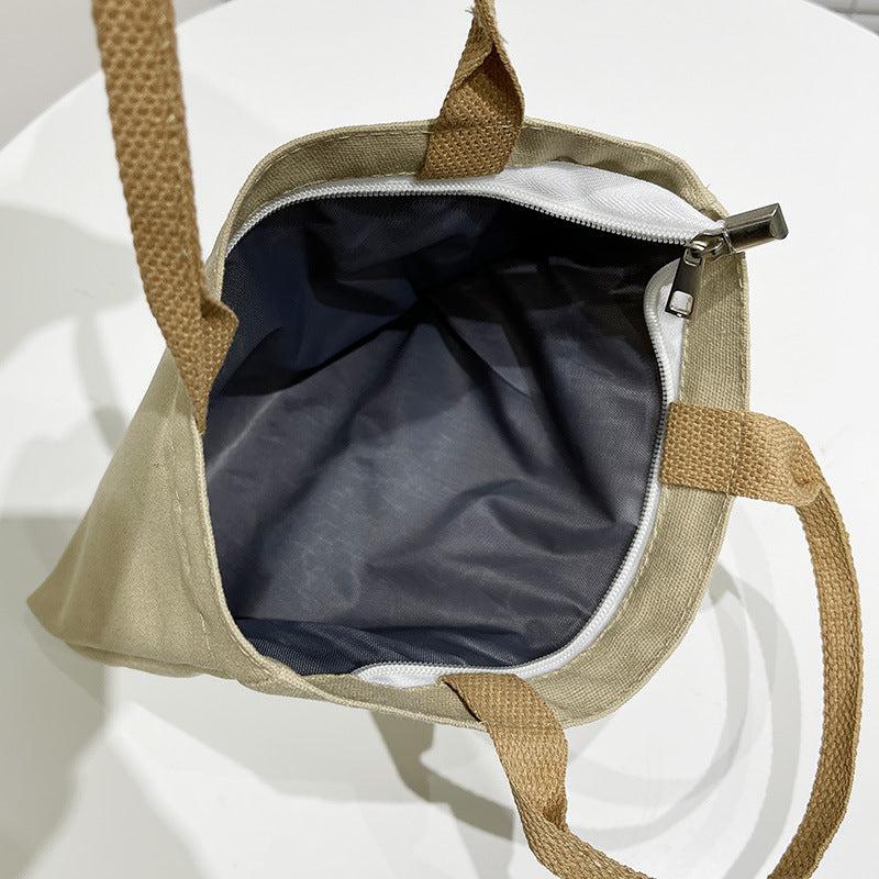 Casual Canvas Bear Patch Decor Handbag for Work & School
