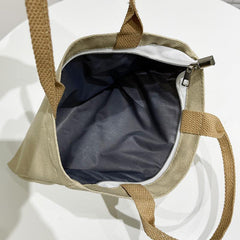 Casual Canvas Bear Patch Decor Handbag for Work & School
