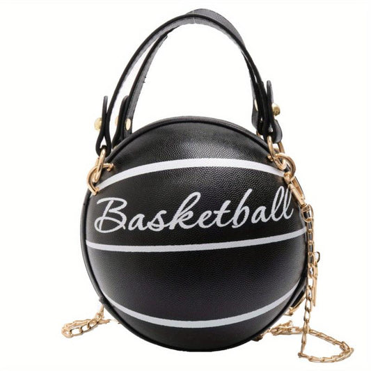 Mini Basketball Shoulder Bag Metal Chain Novelty Round Purse