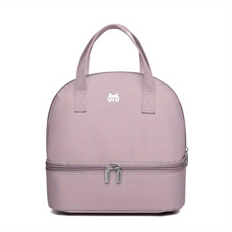 Insulated Lunch Box Bag Double Deck Bento Cooler Bag Water Resistant Handbag