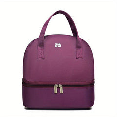Insulated Lunch Box Bag Double Deck Bento Cooler Bag Water Resistant Handbag
