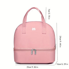 Insulated Lunch Box Bag Double Deck Bento Cooler Bag Water Resistant Handbag