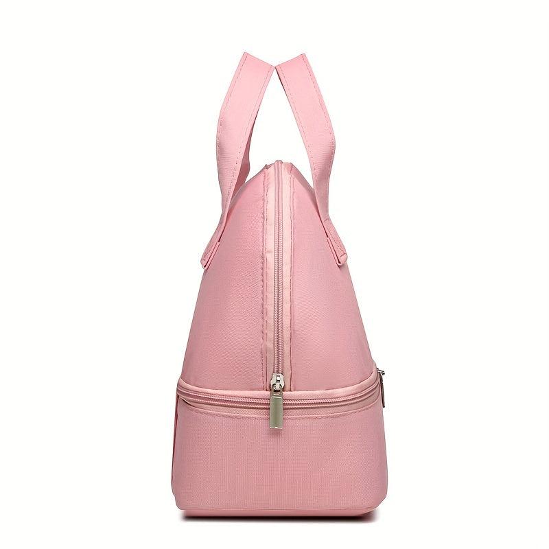 Insulated Lunch Box Bag Double Deck Bento Cooler Bag Water Resistant Handbag