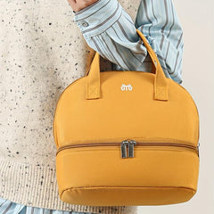 Insulated Lunch Box Bag Double Deck Bento Cooler Bag Water Resistant Handbag