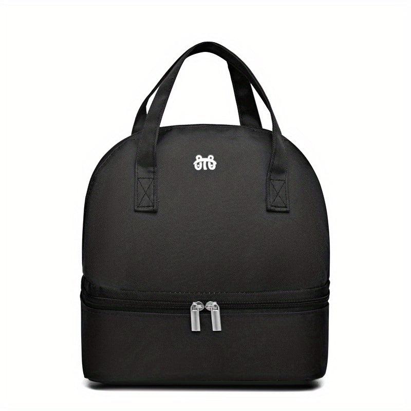 Insulated Lunch Box Bag Double Deck Bento Cooler Bag Water Resistant Handbag