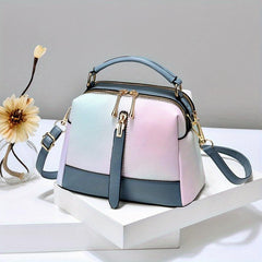 Ombre Top Handle Crossbody Bag Small PU Handbag Zipper Women