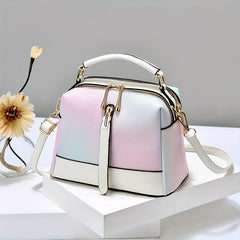 Ombre Top Handle Crossbody Bag Small PU Handbag Zipper Women