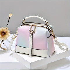 Ombre Top Handle Crossbody Bag Small PU Handbag Zipper Women