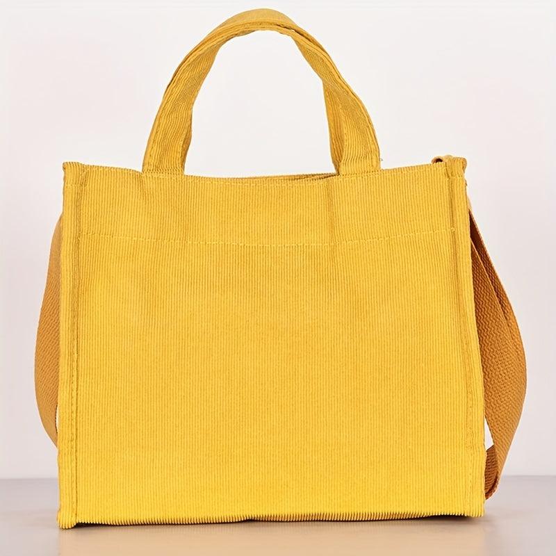 Corduroy Tote Bag Preppy Style Student Shoulder Bag Work & Travel