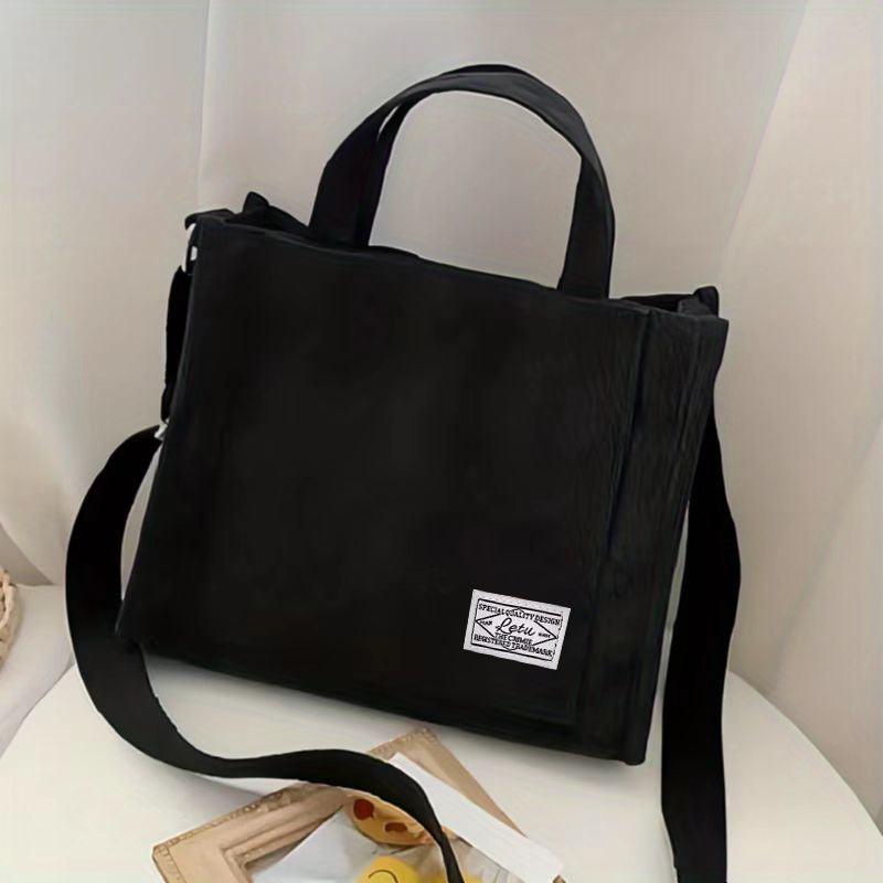 Corduroy Tote Bag Preppy Style Student Shoulder Bag Work & Travel