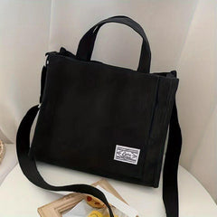 Corduroy Tote Bag Preppy Style Student Shoulder Bag Work & Travel