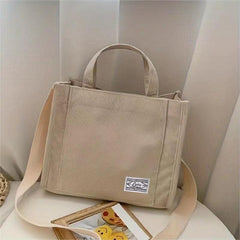 Corduroy Tote Bag Preppy Style Student Shoulder Bag Work & Travel