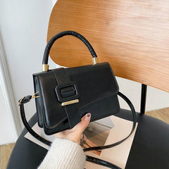 Minimalist Square Crossbody Bag with Buckle Decor