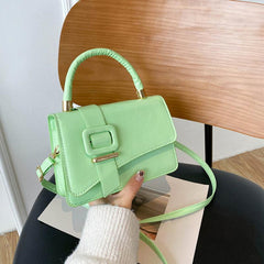 Minimalist Square Crossbody Bag with Buckle Decor