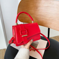 Minimalist Square Crossbody Bag with Buckle Decor
