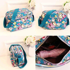 Floral Pattern Crossbody Bag Canvas Shoulder Bag Women's Pockets Purse