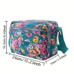 Floral Pattern Crossbody Bag Canvas Shoulder Bag Women's Pockets Purse