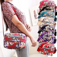 Floral Pattern Crossbody Bag Canvas Shoulder Bag Women's Pockets Purse