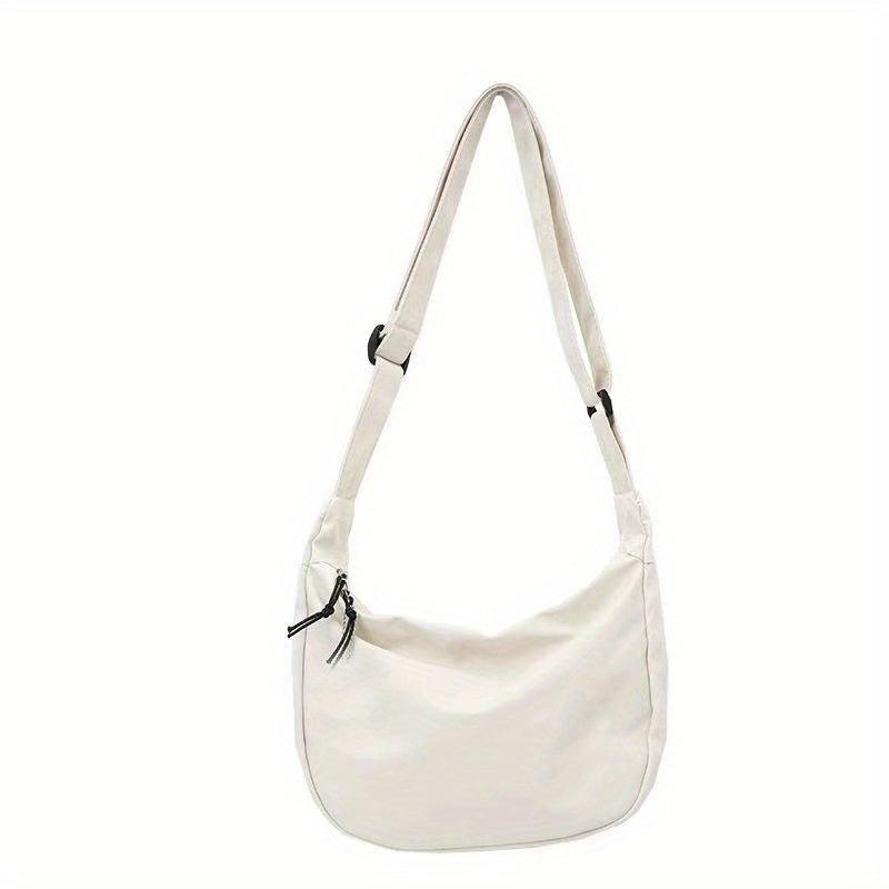 Women's Minimalist Canvas Shoulder Bag with Pendant Decor