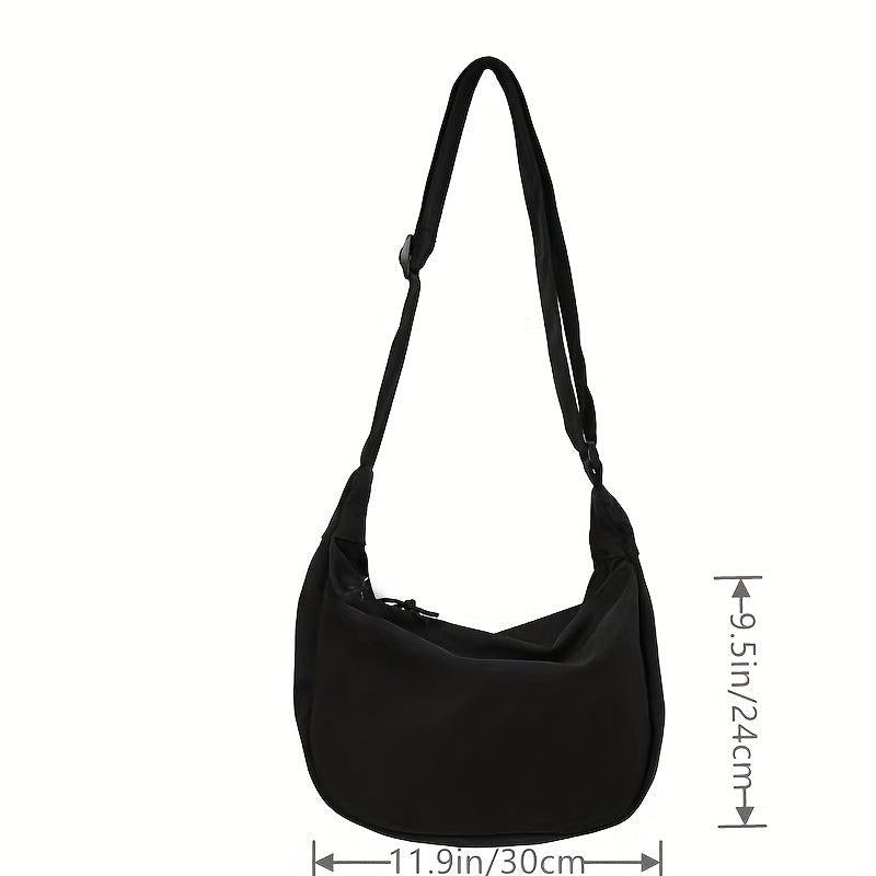Women's Minimalist Canvas Shoulder Bag with Pendant Decor