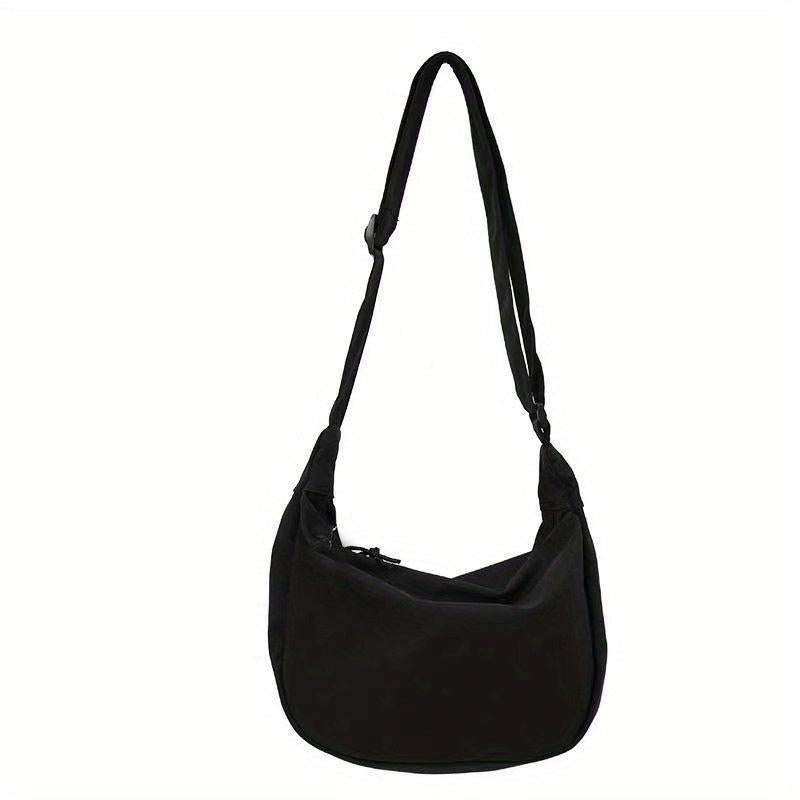 Women's Minimalist Canvas Shoulder Bag with Pendant Decor