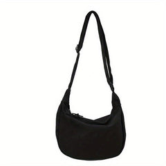 Women's Minimalist Canvas Shoulder Bag with Pendant Decor