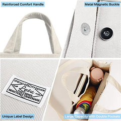 Corduroy Tote Bag Large Capacity Crossbody Handbag