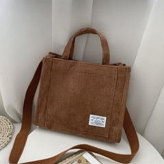 Corduroy Tote Bag Large Capacity Crossbody Handbag