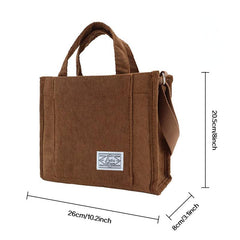 Corduroy Tote Bag Large Capacity Crossbody Handbag