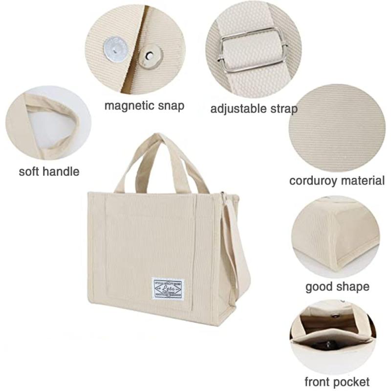 Corduroy Tote Bag Large Capacity Crossbody Handbag
