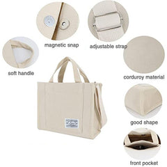 Corduroy Tote Bag Large Capacity Crossbody Handbag