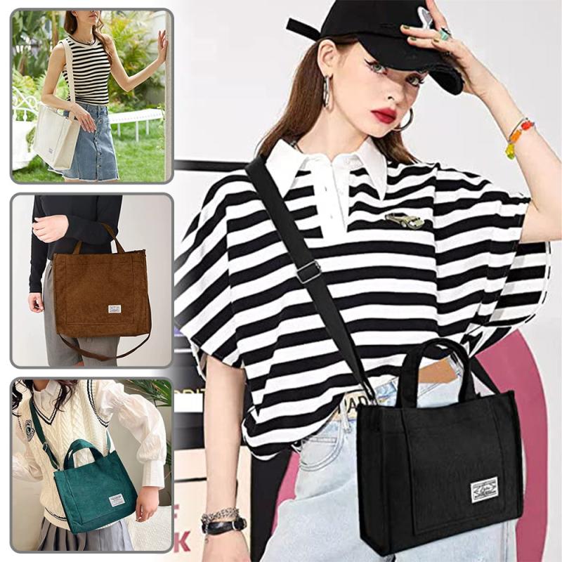 Corduroy Tote Bag Large Capacity Crossbody Handbag