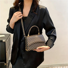Vintage Geometric Print Handbag Retro Top Handle Crossbody Bag