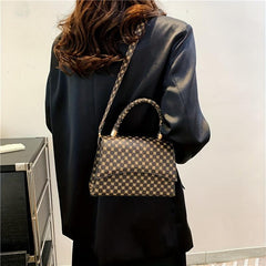 Vintage Geometric Print Handbag Retro Top Handle Crossbody Bag