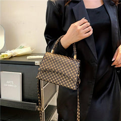 Vintage Geometric Print Handbag Retro Top Handle Crossbody Bag