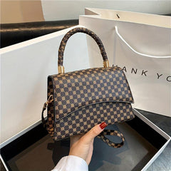Vintage Geometric Print Handbag Retro Top Handle Crossbody Bag