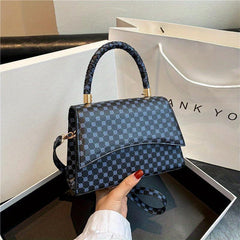 Vintage Geometric Print Handbag Retro Top Handle Crossbody Bag