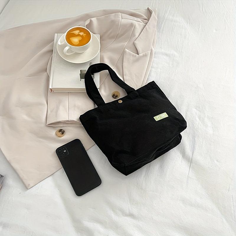 Minimalist Canvas Handbag Solid Satchel Bag Versatile Storage