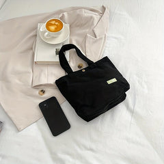 Minimalist Canvas Handbag Solid Satchel Bag Versatile Storage
