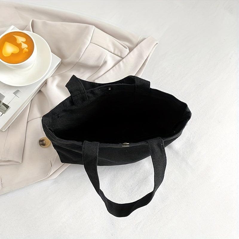 Minimalist Canvas Handbag Solid Satchel Bag Versatile Storage