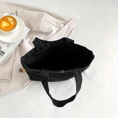 Minimalist Canvas Handbag Solid Satchel Bag Versatile Storage