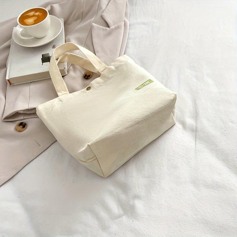 Minimalist Canvas Handbag Solid Satchel Bag Versatile Storage